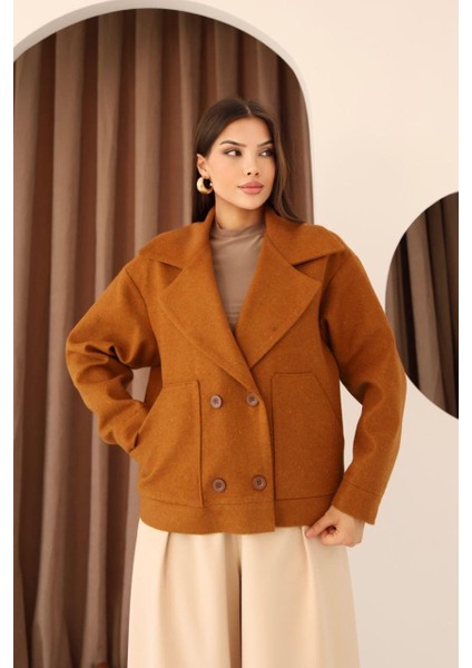 Kadın Taba Kısa Kaşe Kaban