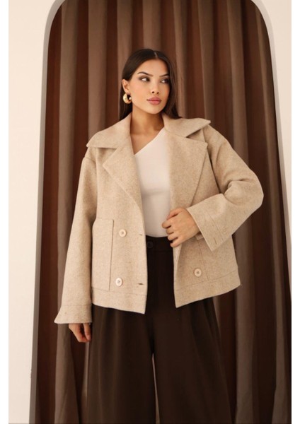 Kadın Taş Kısa Kaşe Kaban