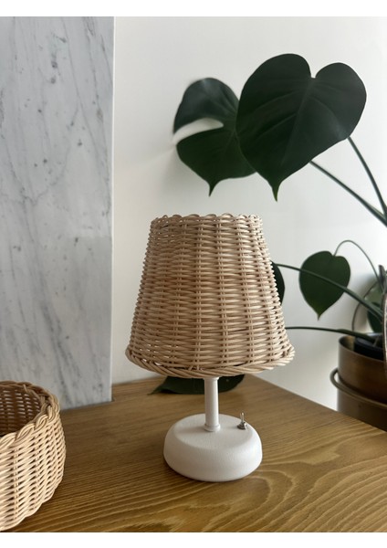 Rattan Bambu Kablosuz Masaüstü Pilli Abajur indirimleri