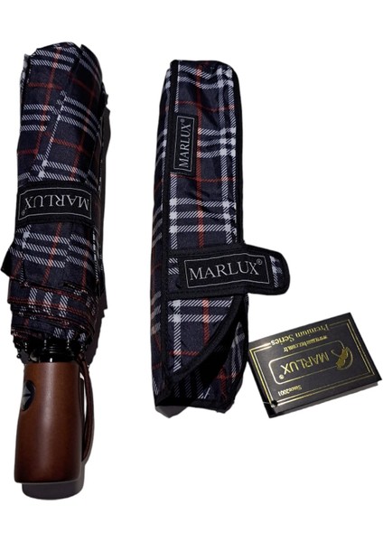 Ahşap Sap Ful Otomatik 10 Telli Lüx Kadın Şemsiyesi Ekose Desnli indirimleri