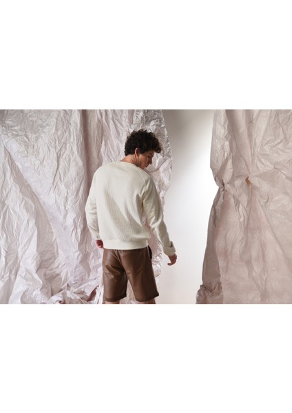 Gabardin Kol Detaylı Erkek Waffle Sweatshirt fırsatları