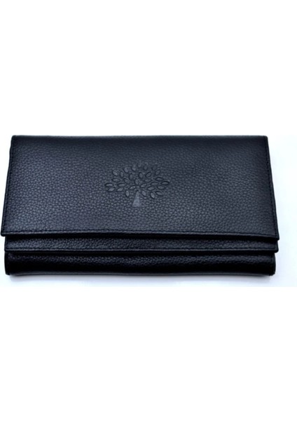 Kadın Naomi Siyah Hakiki Deri Çok Bölmeli Cüzdan