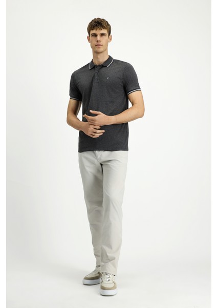 Polo Yaka Slim Fit Dar Kesim Nakışlı Süprem Pamuklu Tişört