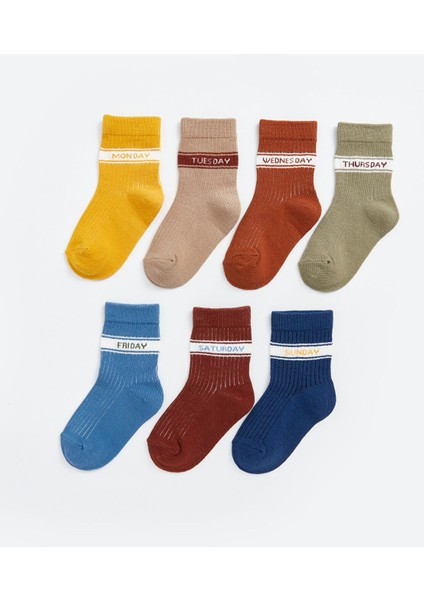Yeni Sezon Baskılı Erkek Bebek Soket Çorap 7'li