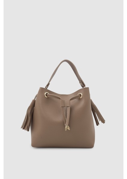 Elira Büzgülü Püskül Detaylı Çapraz Askılı El ve Kol Çantası Vizon fiyatları