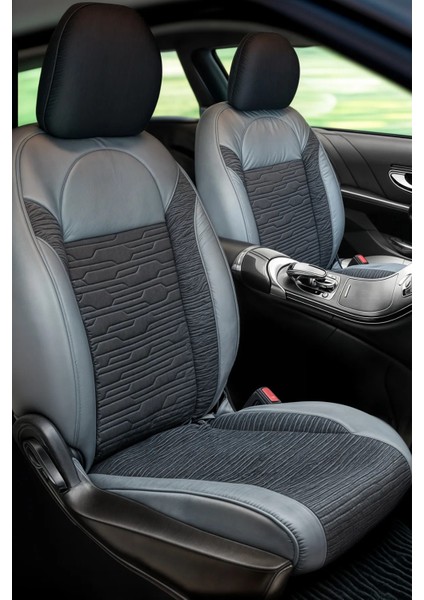 Alfa Romeo 159 Uyumlu Oto Koltuk Kılıfı Deri, Kumaş Premium Füme Siyah