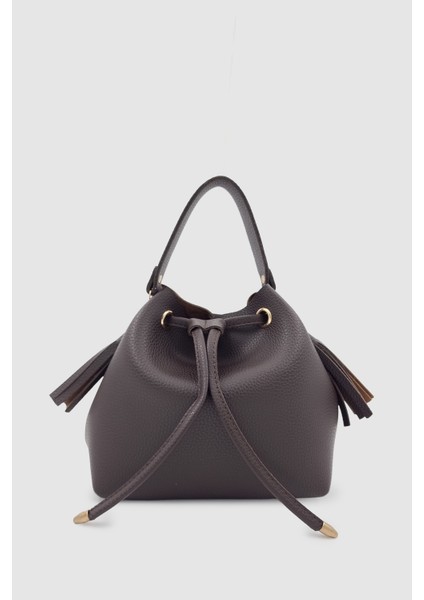 Elira Büzgülü Püskül Detaylı Çapraz Askılı El ve Kol Çantası Acı Kahve