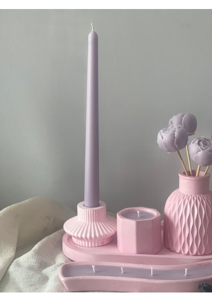 Dekoratif Mum Seti – El Yapımı Soya Mumları, Mor Pembe Renkli Hediyelik ve Ev Dekorasyonu fiyatları