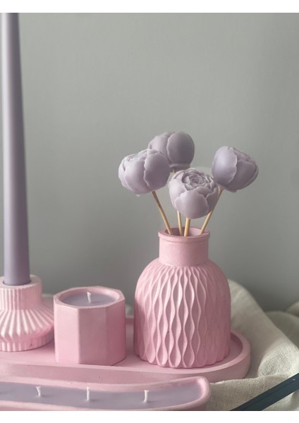 Dekoratif Mum Seti – El Yapımı Soya Mumları, Mor Pembe Renkli Hediyelik ve Ev Dekorasyonu fırsatları