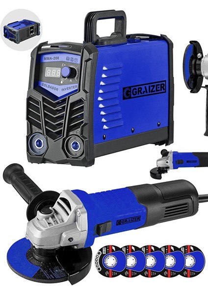 Alman Mma 200 Amper Profesyonel Dijital Göstergeli Invertör Kaynak Makinesi + Avuç Taşlama Hediyeli