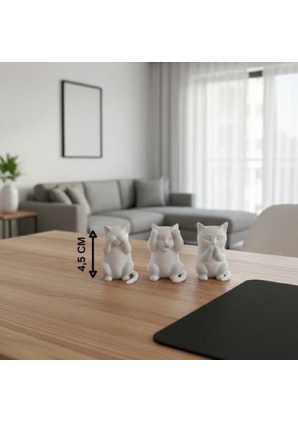 Dekoratif 3 Bilge Kedi; Görmedim, Duymadım, Bilmiyorum (3 Maymun) fiyatları
