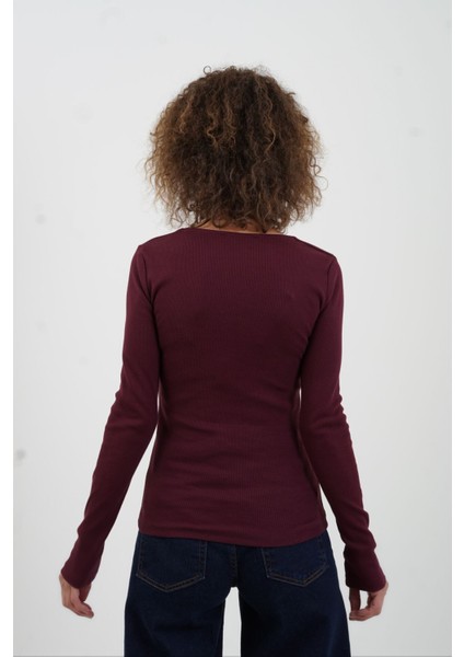 Mürdüm Uzun Kol Damla Yaka Bluz indirimleri