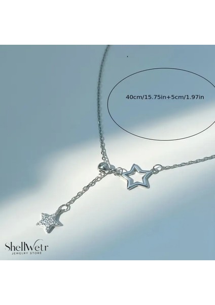 Dream Yıldızlı 925 Ayar Gümüş Zincir Parlak Taşlı Kadın Kolye modelleri