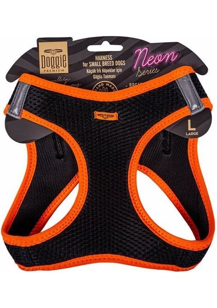 Doggie Havalı Dokuma Neon Küçük Irk Köpek Göğüs Tasması Large Turuncu 42-48 cm