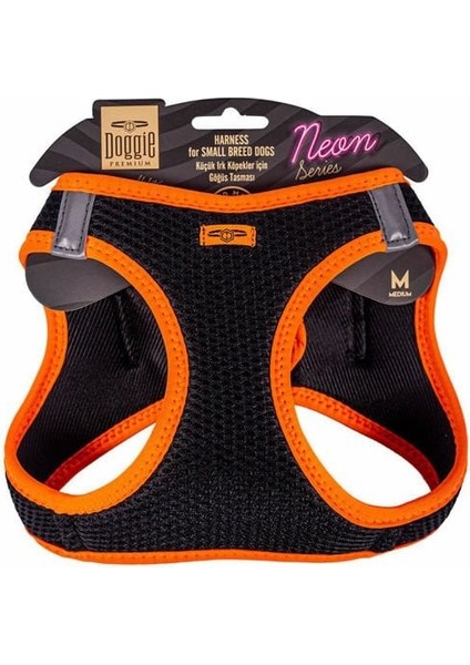 Doggie Havalı Dokuma Neon Küçük Irk Köpek Göğüs Tasması Medium Turuncu 38-44 cm