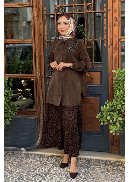 Nurcan Çetin Etekli Takım 25529 Kahve