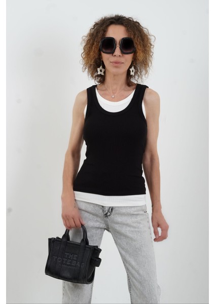 Siyah Önü Çift Kat Atlet