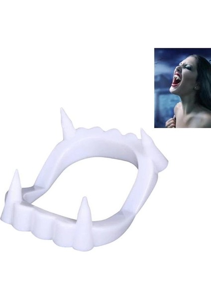 Beyaz Renk Çift Damak Takma Vampir Dişi fiyatları