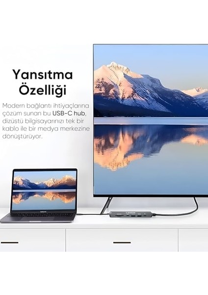 Macbook ile Uyumlu Usb-C Hub Çoklayıcı Hdmı/sd Card/micro Sd/usb 2.0/usb 3.0/usb-C/pd 100WATT / Bağlantı Port USB Çoklayıcı Adaptör (7-In -1 Multi Hub Hdmı) modelleri