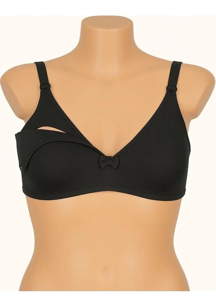 Kadın Önden Açılabilen Emzirme Sütyeni Siyah Beyaz Ten