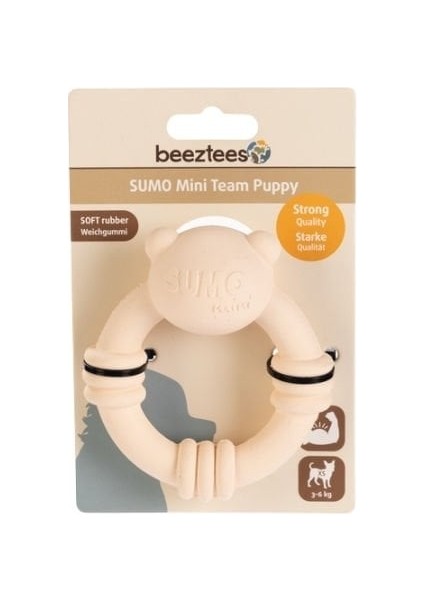 Beeztees Sumo Mini Dental Halka Şeklinde Kauçuk Köpek Oyuncağı Xsmall Krem 10 cm