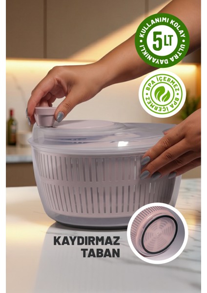 Salata ve Sebze Kurutucu, Pratik Kullanım - 5 Lt Büyük Boy fiyatları