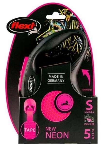 Flexi Neon Reflektörlü Şerit Otomatik Köpek Gezdirme Tasması Pembe Small 5 mt fiyatları