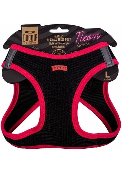 Doggie Havalı Dokuma Neon Küçük Irk Köpek Göğüs Tasması Large Pembe 42-48 cm