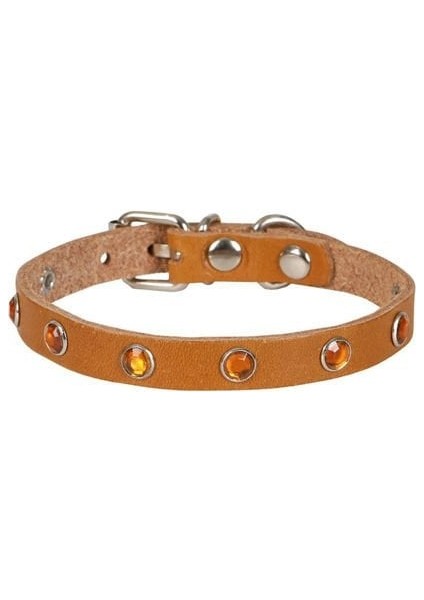 Cattie Gerçek Deriden Taşlı Kedi Boyun Tasması Medium Camel 1X20-23 cm modelleri