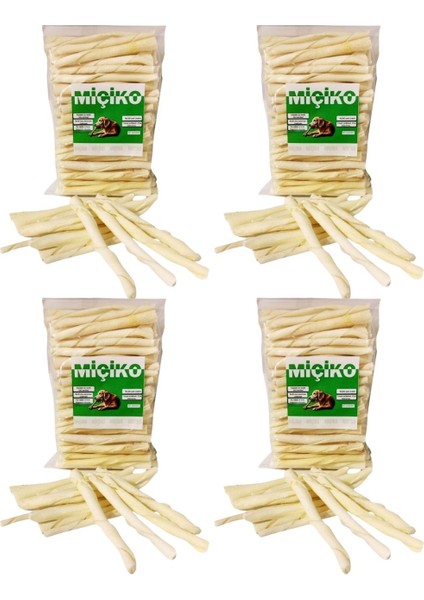 4 x 100LÜ Sütlü Burgu Çubuk Ödül ve Çiğneme Kemiği 11-12CM modelleri