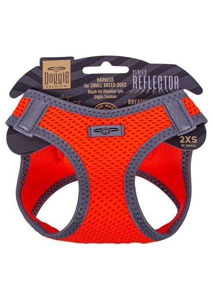 Doggie Havalı Dokuma Reflektör Küçük Irk Köpek Göğüs Tasması Xxsmall Turuncu 26-30 cm