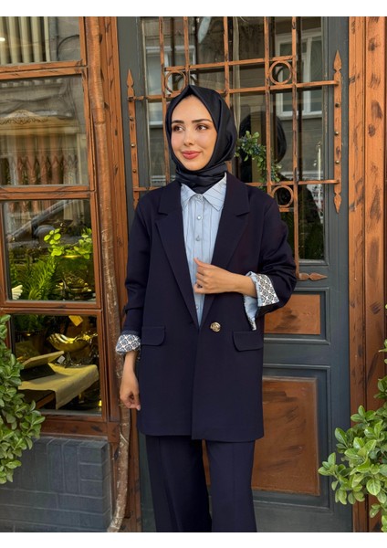 Pantolonlu Takım W-6846 Lacivert modelleri