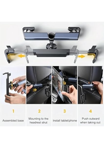 Koltuk Arkası Tablet Tutucu, Telefon Tutucu, Tablet/telefon Tutucu, 360° iPad Pro 12.9 Mini Air, Galaxy Tab A A7 S7, Switch, Surface, 4,7-12,9 Inch ile Uyumlu modelleri