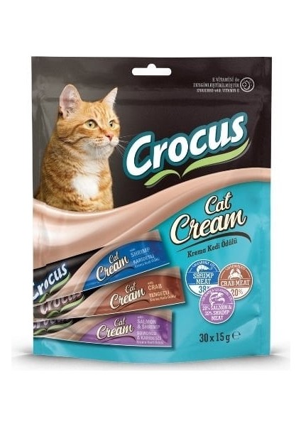 Crocus Karışık Lezzet Somon Karides ve Yengeç Sıvı Kedi Ödül Maması 15 gr 30 Adet