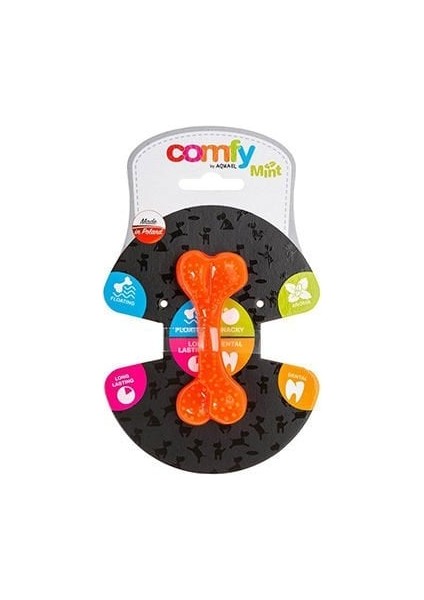 Aquael Comfy Dental Naneli Diş Kaşıyıcı Köpek Kemik Oyuncağı Turuncu 16.5 cm