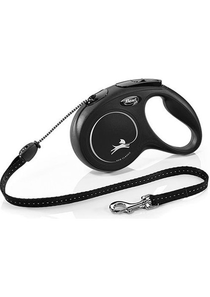 Flexi New Classic Ip Otomatik Köpek Gezdirme Tasması Medium Siyah 5 mt