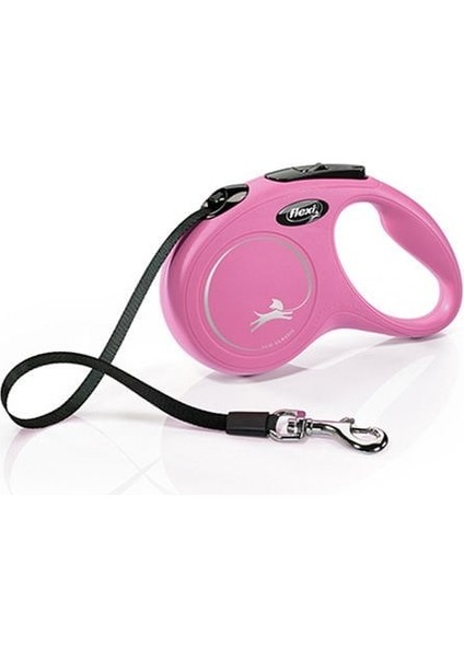 Flexi New Classic Şerit Otomatik Köpek Gezdirme Tasması Small Pembe 5 mt