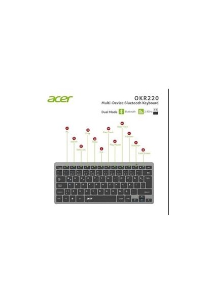 OKR220 Siyah Multidevice Dual Mode 2.4ghz Bluetooth Klavye