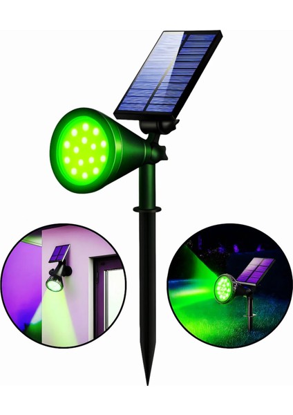 LED Spot Yeşil Solar Lamba Bahçe Aydınlatması Güneş Enerjili Sensörlü 18W Işık Duvar Çim Armatürü fiyatları