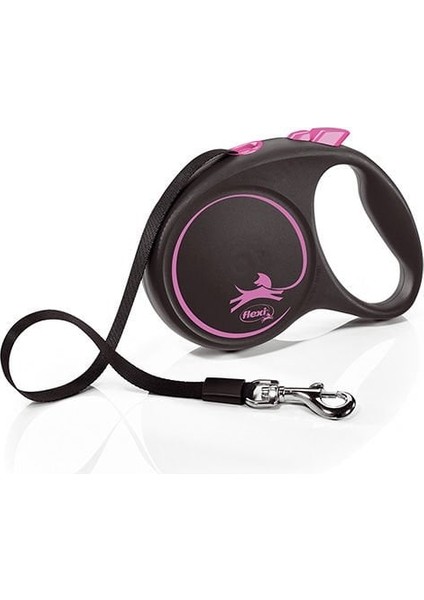 Flexi Black Design Şerit Otomatik Köpek Gezdirme Tasması Pembe/siyah Large 5 mt indirimleri