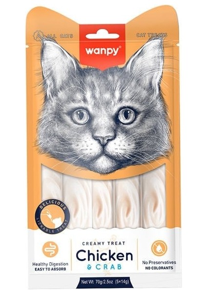 Wanpy Kremalı Tavuk ve Yengeçli Kedi Ödül Maması 5 Adet 14 gr