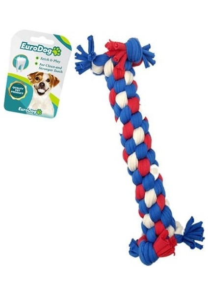 Euro Dog Dumbell Diş Ipi Köpek Oyuncağı Beyaz/kırmızı/mavi 14 cm
