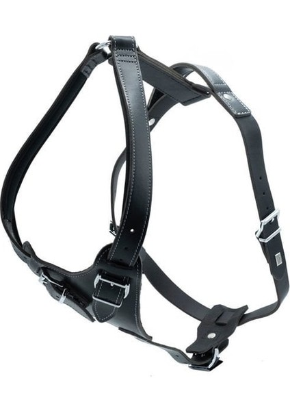 Doggie Dragon Deri Köpek Göğüs Tasması Xlarge Siyah 3X75-90 cm