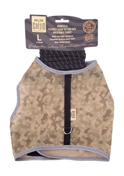Cattie Havalı Dokuma Kedi Göğüs ve Gezdirme Takımı Large Kamuflaj 1.5X30-40 cm indirimleri
