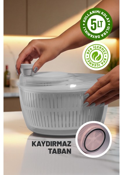 Salata ve Sebze Kurutucu, Pratik Kullanım - 5 Lt Büyük Boy fiyatları