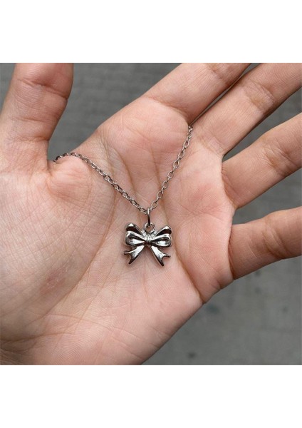 Twin Bow Tie Fiyonk Silver Kolye