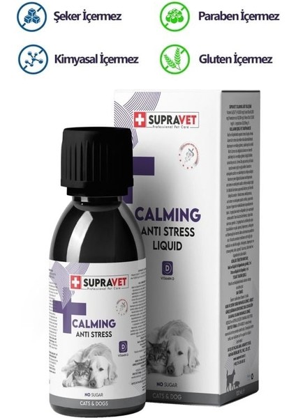 Supravet Calming Anti Stress Kedi ve Köpekler Için Sıvı Sakinleştirici Damla 100 ml indirimleri