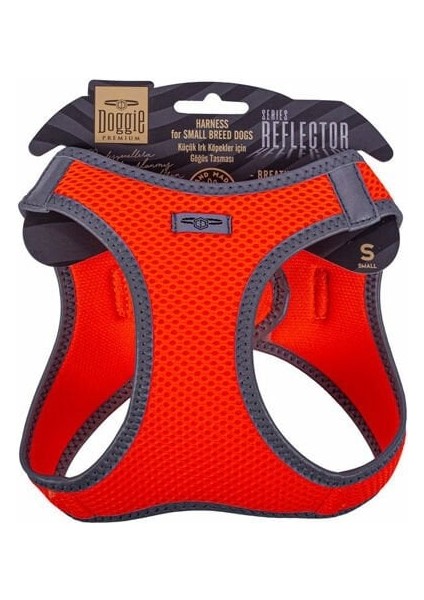 Doggie Havalı Dokuma Reflektör Küçük Irk Köpek Göğüs Tasması Small Turuncu 32-38 cm