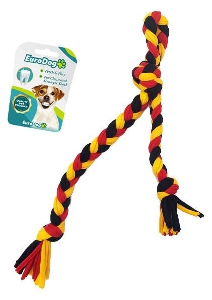 Euro Dog Düğümlü Diş Ipi Köpek Oyuncağı Sarı/siyah/kırmızı 42 cm fiyatları