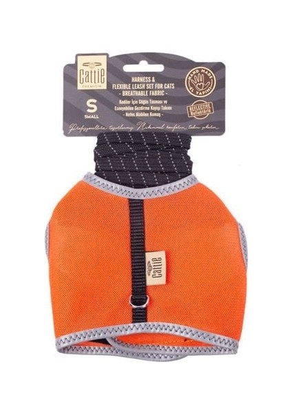Cattie Havalı Dokuma Kedi Göğüs ve Gezdirme Takımı Small Turuncu 1X20-30 cm fırsatları